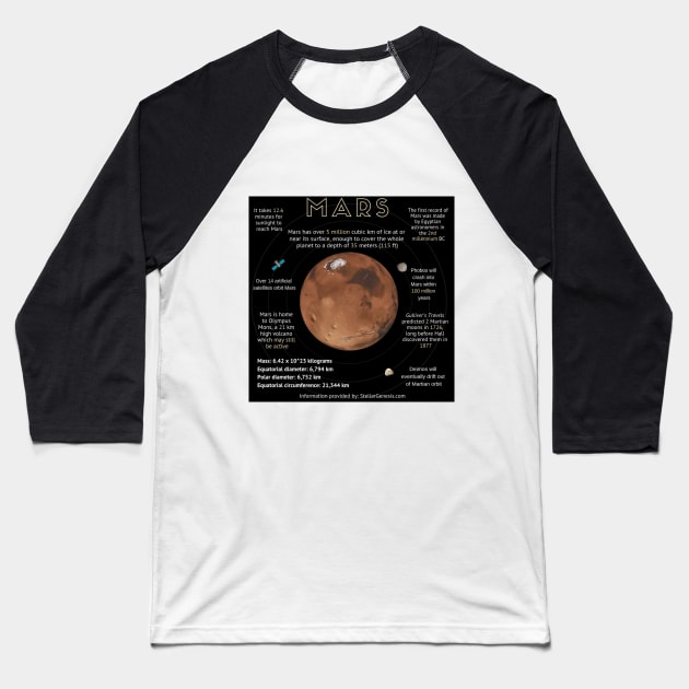 Mars Infographics Baseball T-Shirt by Multiplanetary Studios